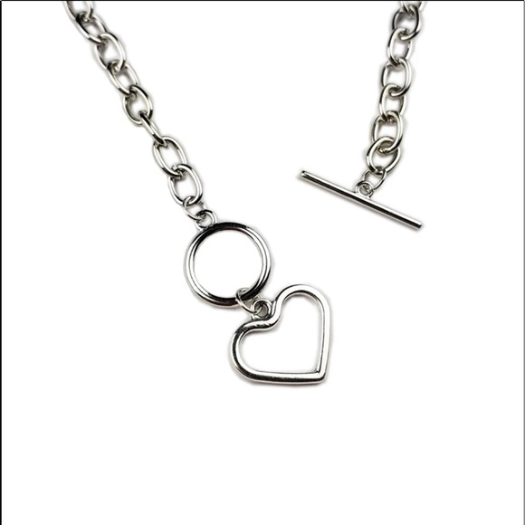 New Boho Heart Sterling Silver Chunky Chain Link Chocker Necklace - Picture 12 of 12